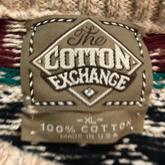 Vintage Men's "Cotton Exchange" Multi-Colored Cotton Sweater, Size XL - Picture 2 of 5